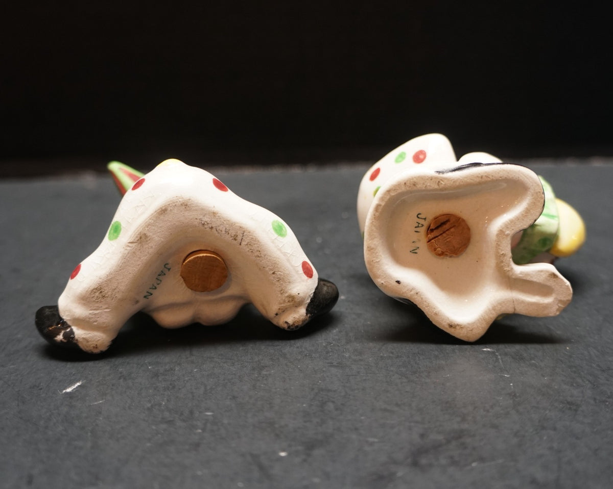 Clown Tumbling Circus Act Hand Painted Salt Pepper Shakers Japan