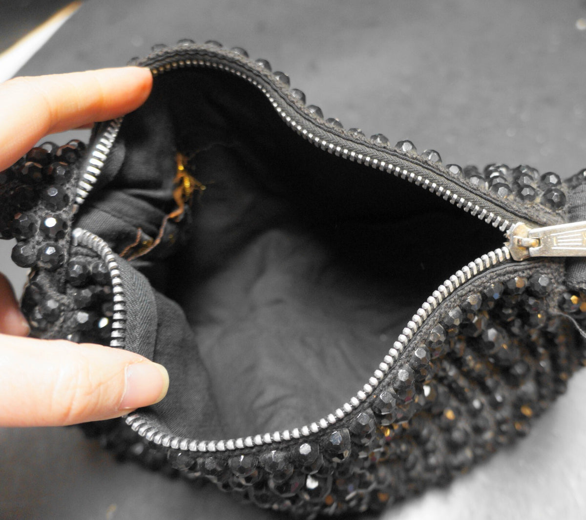 Roger Van S Black Beaded Shoulder Bag Vintage Purse