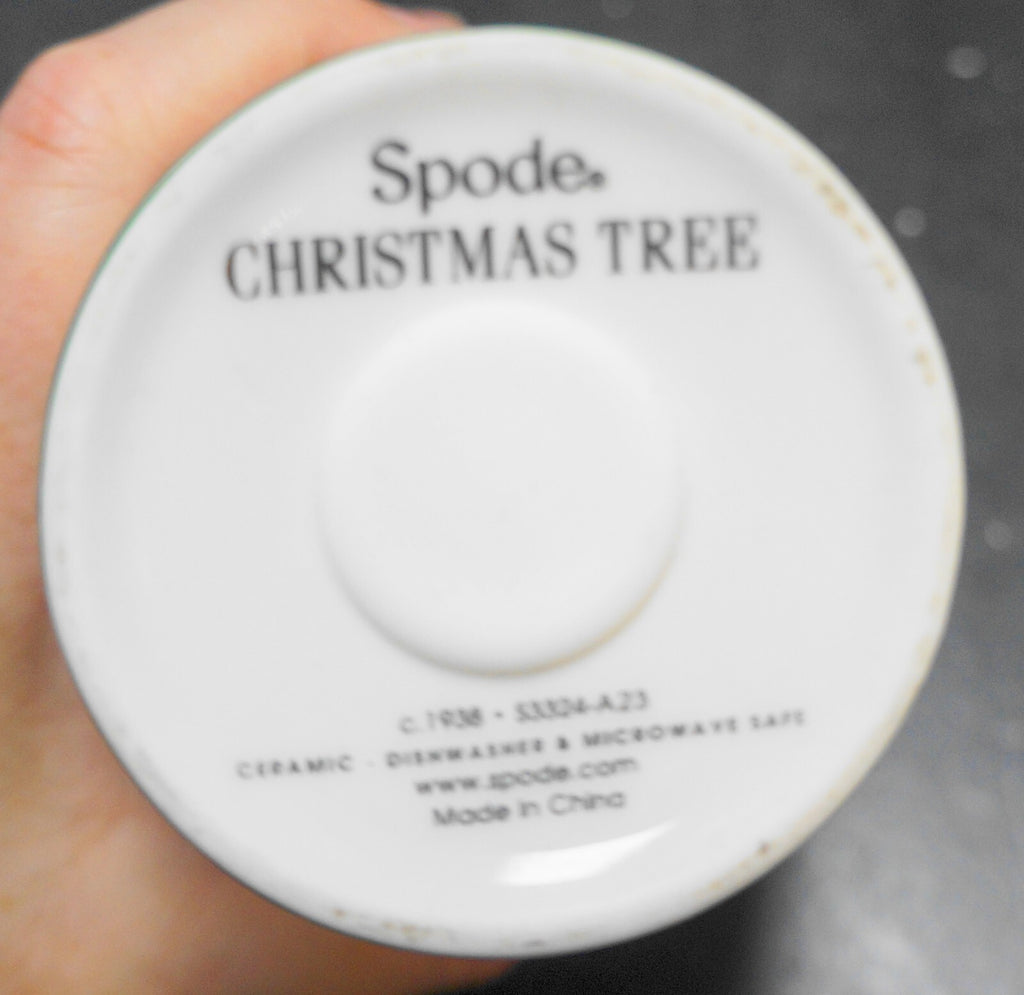 Spode Christmas Tree Travel Mug Coffee Tumbler 11 0Z Ceramic Green Lid