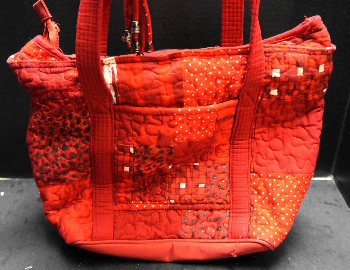 Donna Sharp Ruby Red Patchwork Quilted Tote Bag Purse