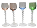 Multicolor Cordials Twisted Stems Set of 4 Art Glass
