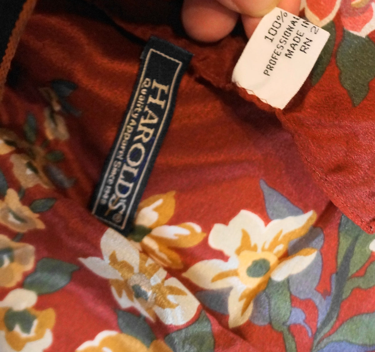 Harold's Quality Apparel Brick Red Floral Silk Scarf Made in Japan 34"