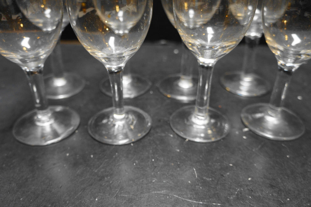 Gold Band Decorated Crystal Wine Glasses Set of 8