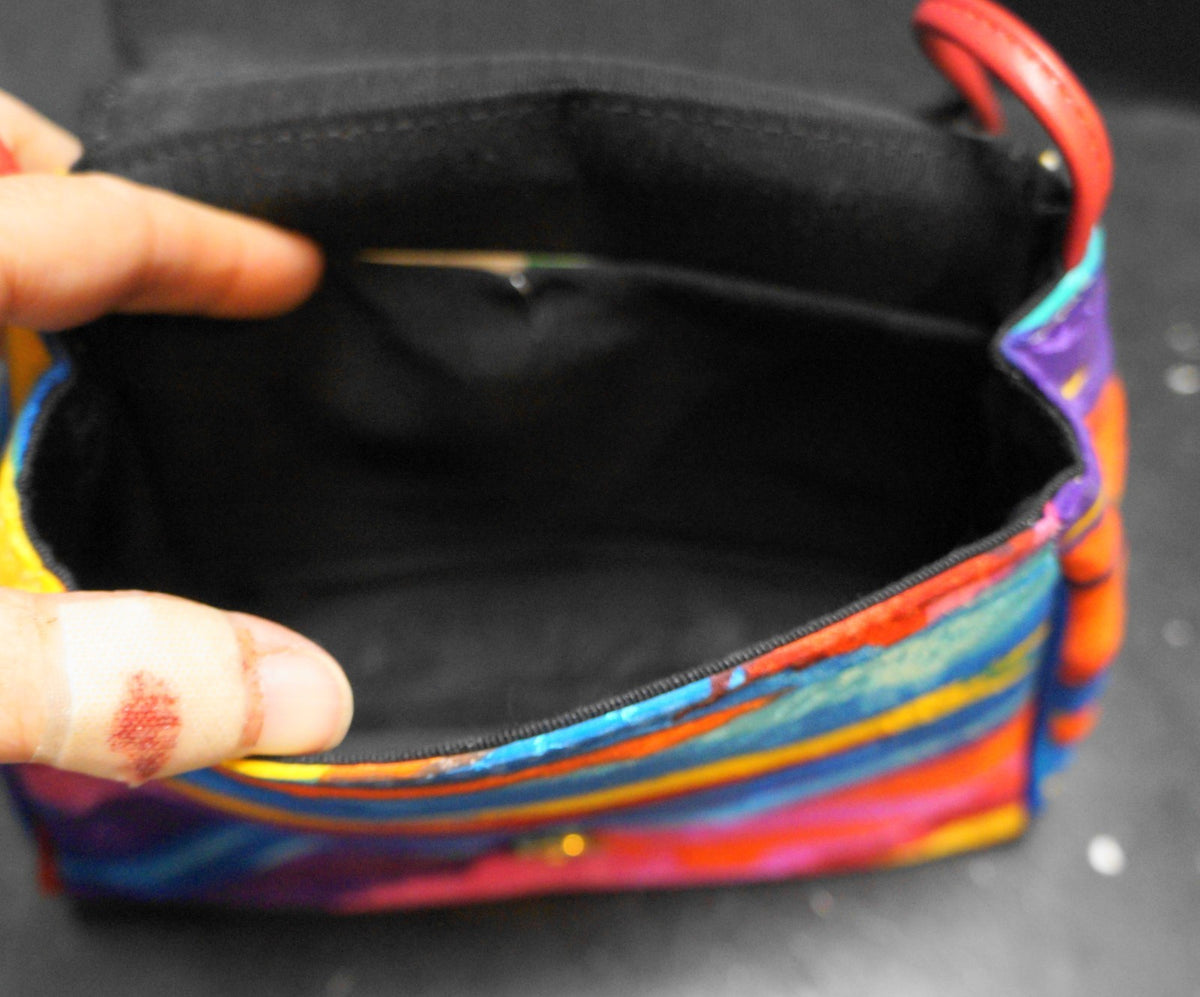 Bright Rainbow Marbled Splash Jacquard 1980s Purse
