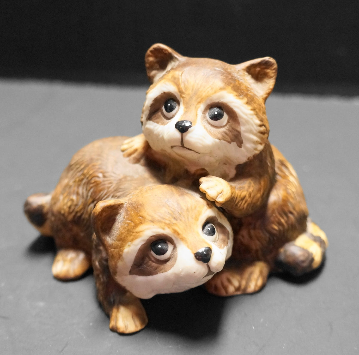 Homco Baby Raccoons Figurine Porcelain 1985 1454