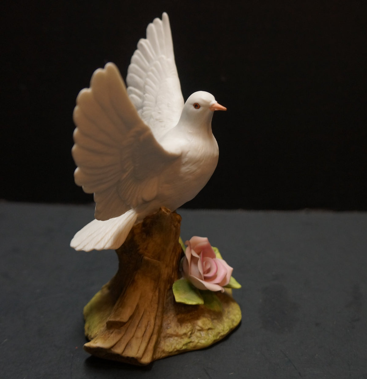 Andrea by Sadek White Dove Pink Rose 8042 Bird Figurine 1987