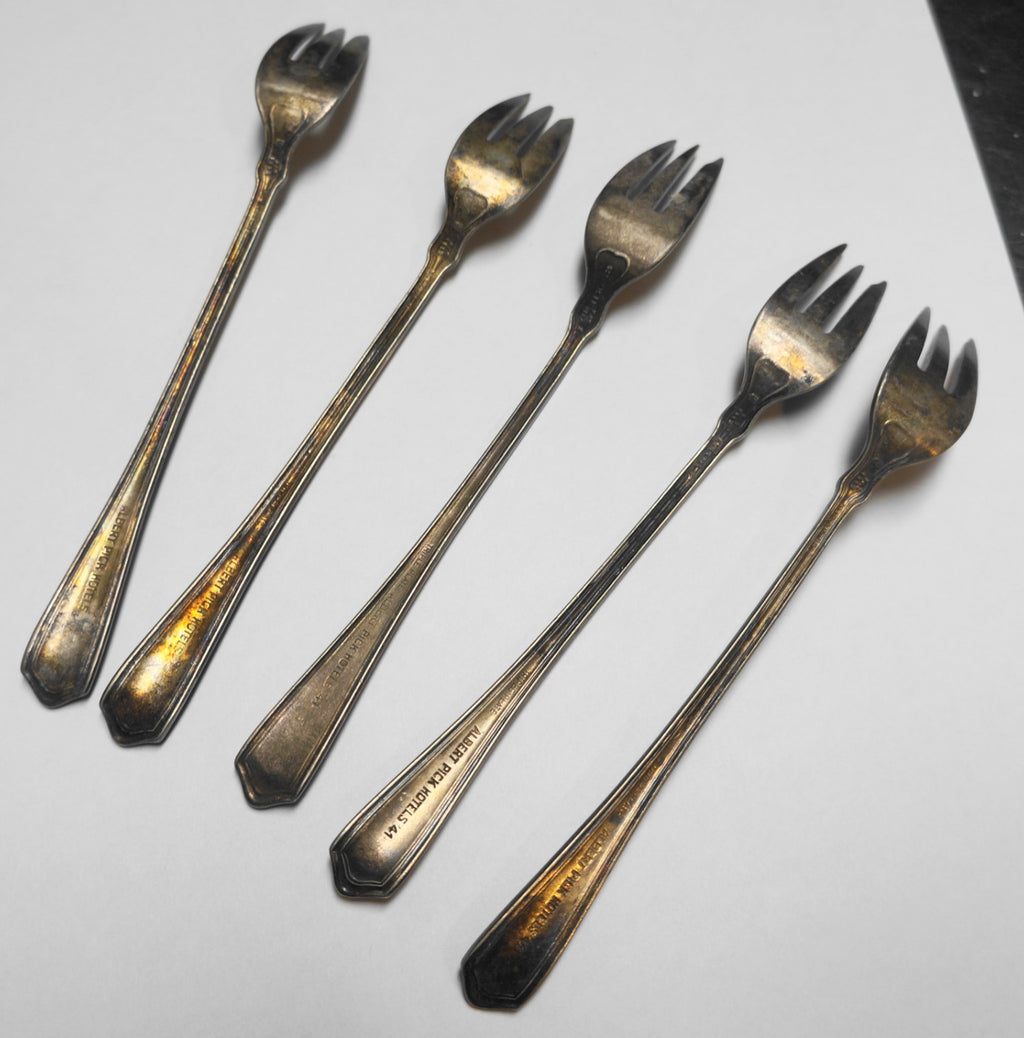 Albert Pick Silver Plate Cocktail Seafood Forks Set of 5