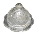 LE Smith Sunburst Clear Glass Domed Butter Dish 1980s