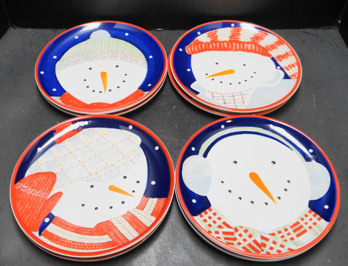 Debbie Mumm Snowman Portraits Zak Designs Salad Plates Set of 8