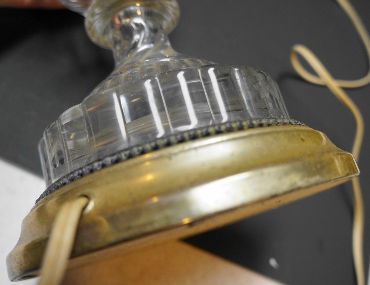 Baccarat Style Crystal Heavy Swirl Urn Style Table Lamp 1940s