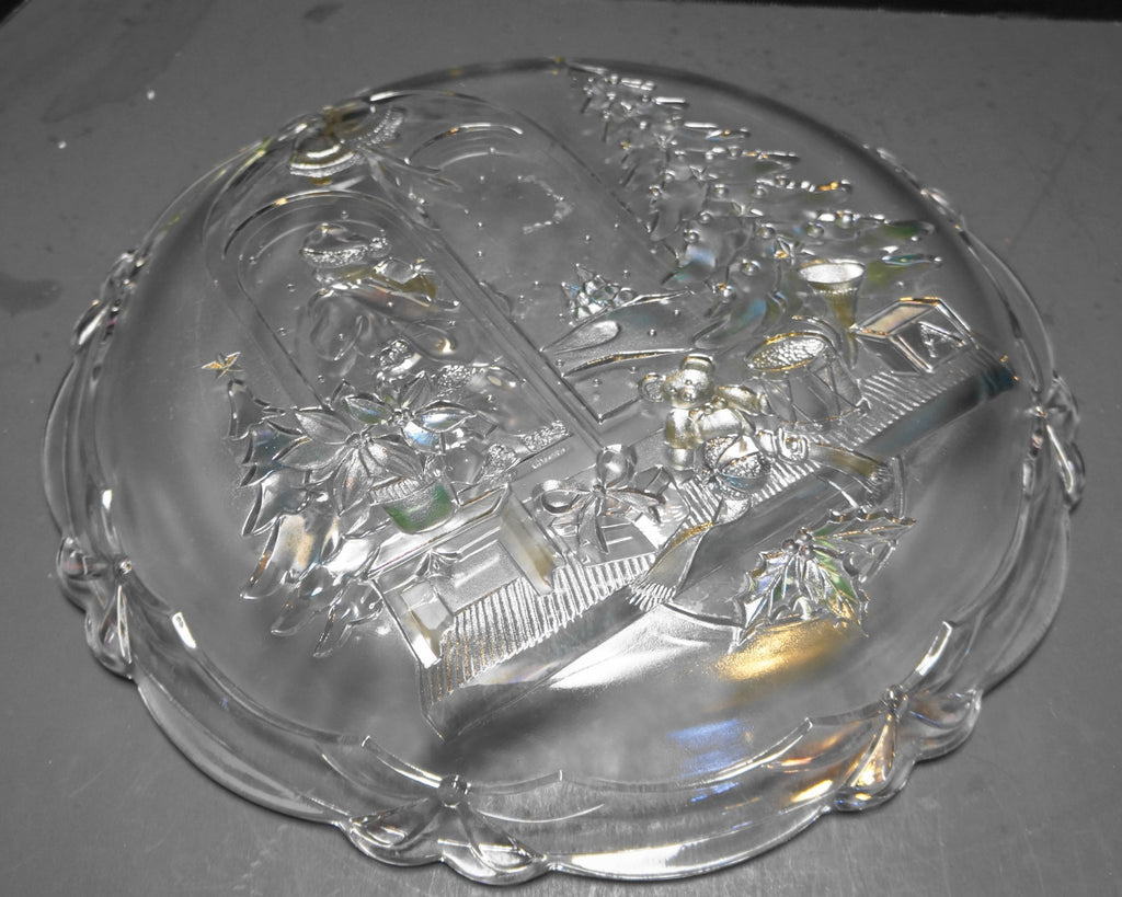 Mikasa Crystal Clear Industries Christmas Joy Stained Platter Round 14 IN