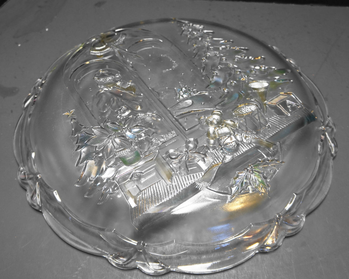 Mikasa Crystal Clear Industries Christmas Joy Stained Platter Round 14 IN