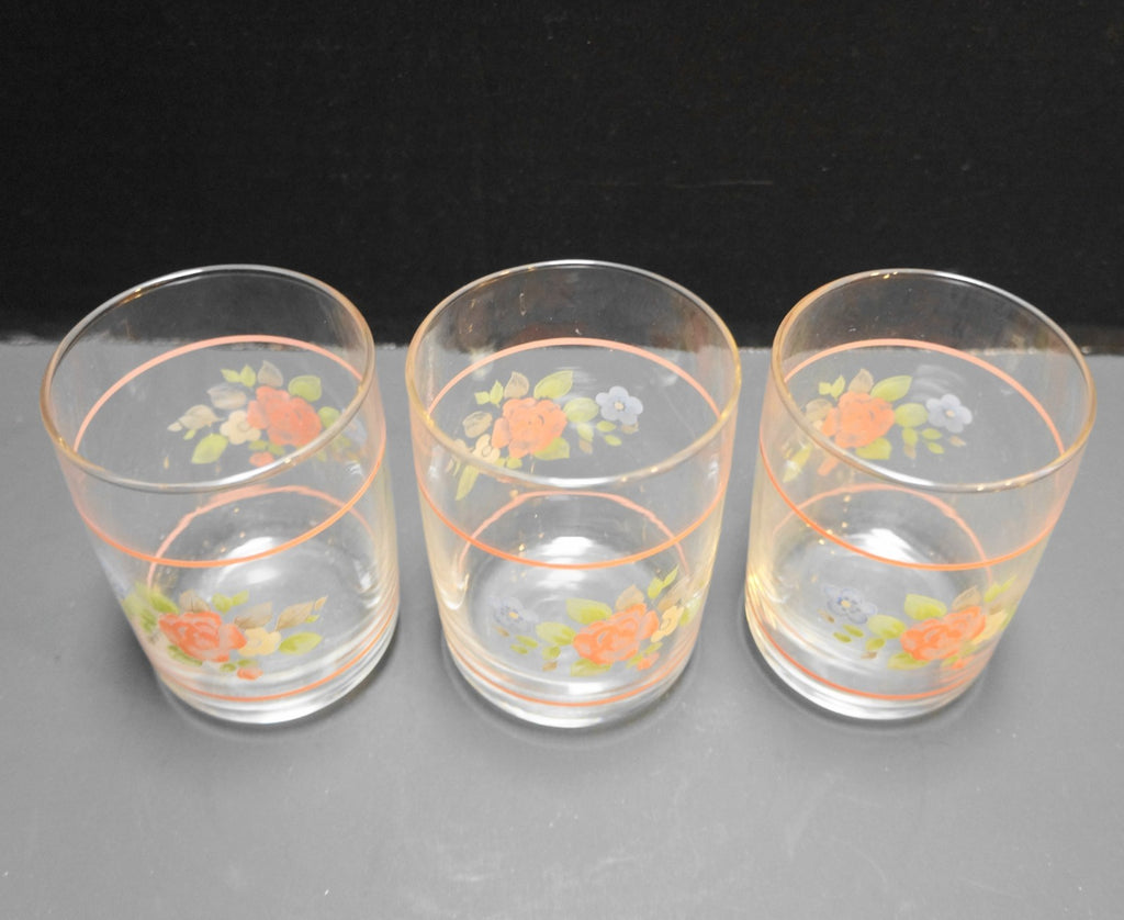 Pfaltzgraff Tea Rose Libbey Glassware Juice Rocks Tumblers Set of 4