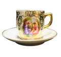 Ardico Germany Lustre Ware Demitasse Cup Saucer Fragonard Scene