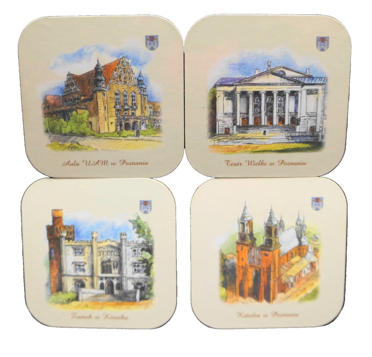 Poznan Poland Coasters Set of 4 Laminate Cork Back