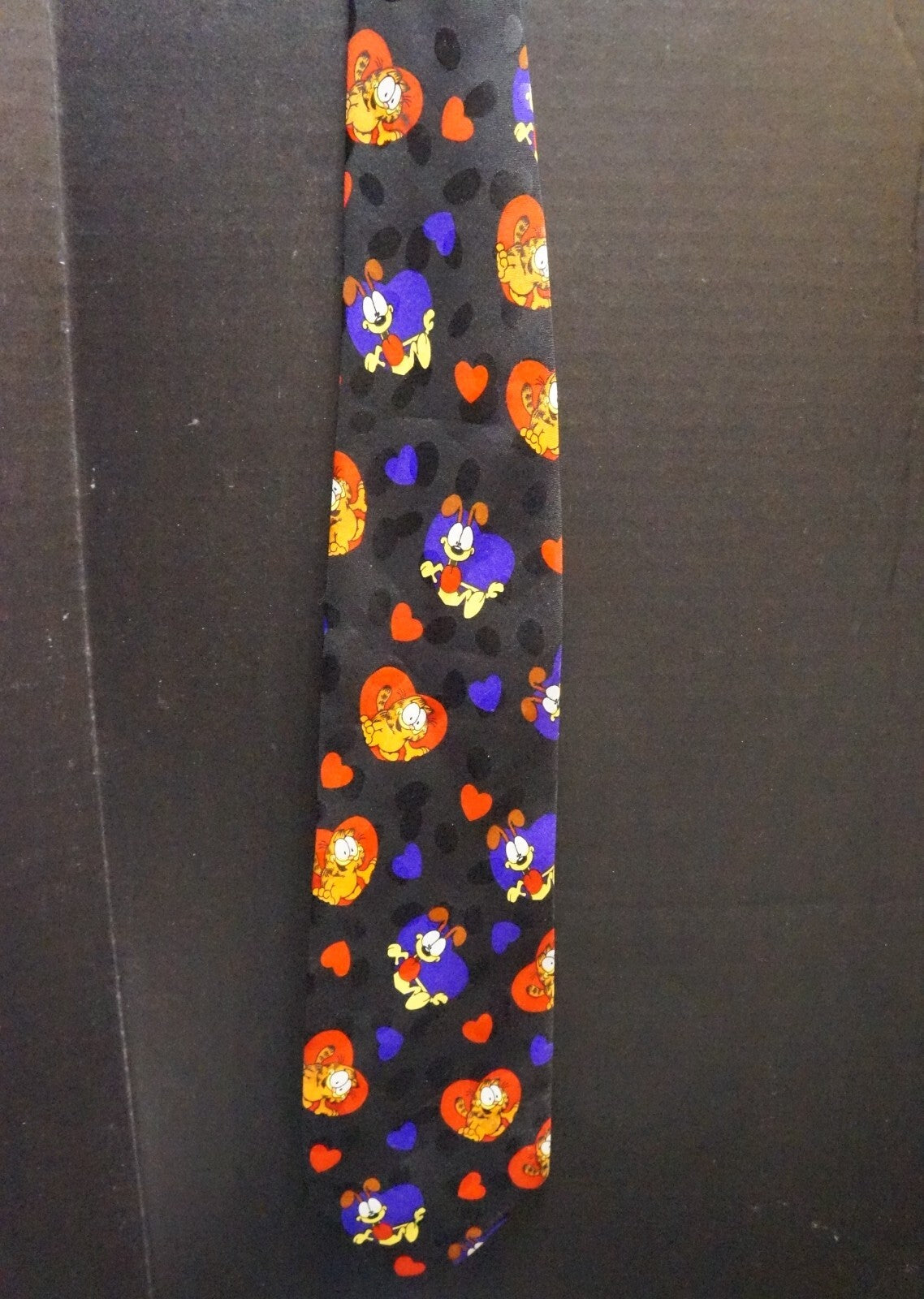 Garfield Odie Hearts Valentine Addiction Polyester Tie Vintage