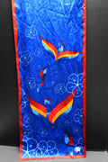 Blue Red Bird of Paradise Silk Scarf Eagle Head Logo