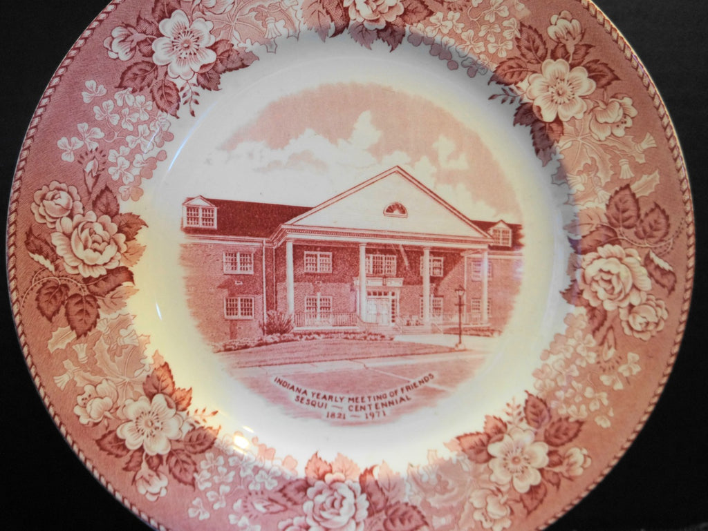 SOLD Indiana Society of Friends Red Pink Transferware Jonroth Staffordshire England A