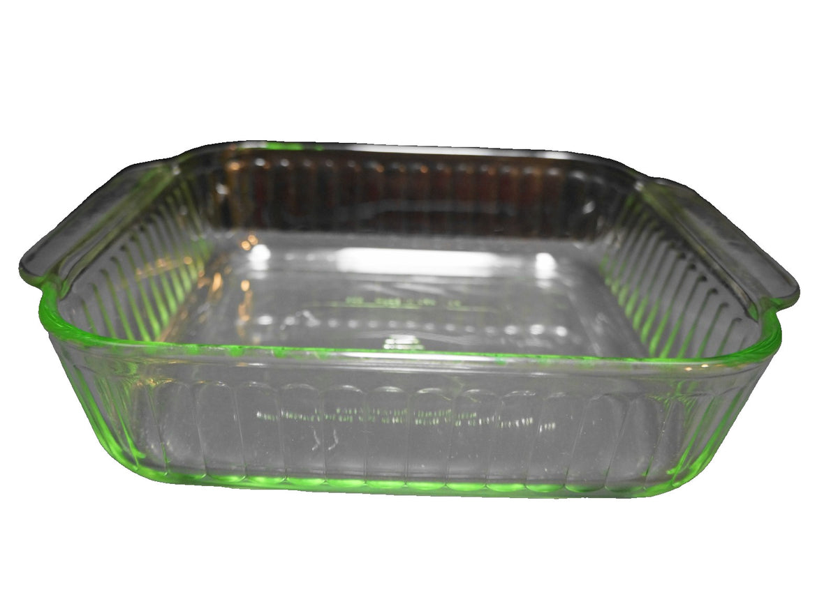 Martha Stewart Green Glass Ribbed Square 2 Qt Baking Dish
