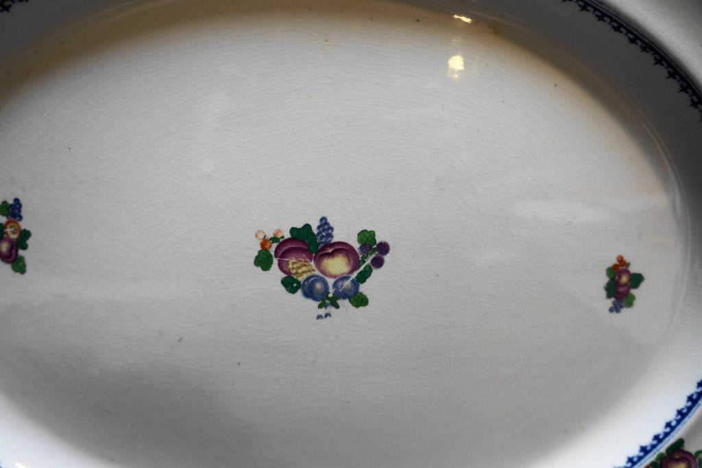 Booth's England T. Goode & Co London Blue Trim Fruit Pattern Large Platter 16"