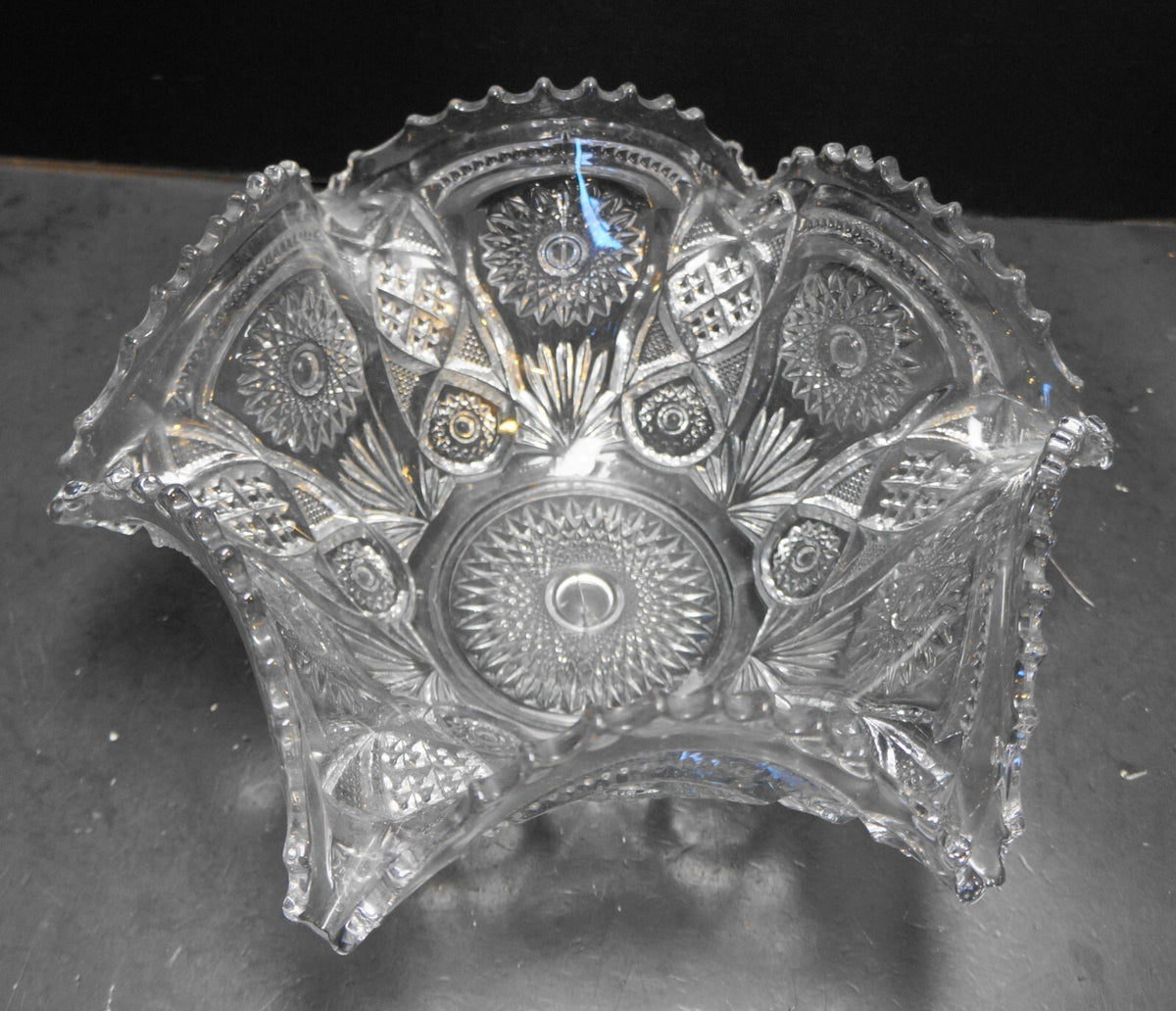 Imperial Glass Fashion Round Crimped Bowl 12 IN Clear Glass
