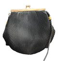 Black Satin Knife Pleated Pacific Express Evening Bag