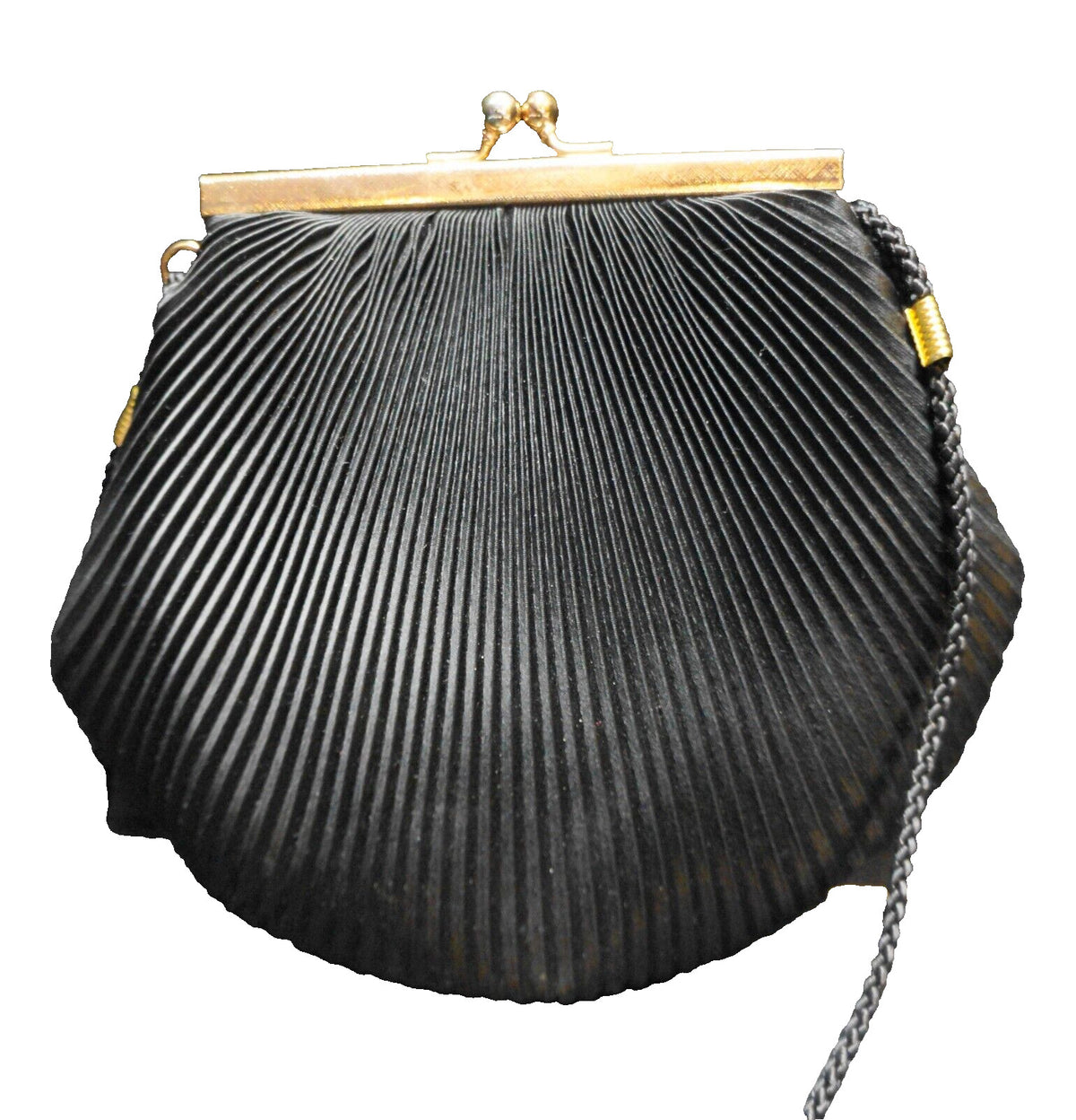 Black Satin Knife Pleated Pacific Express Evening Bag