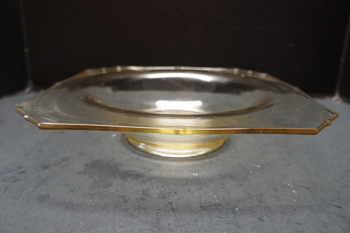 Yellow Depression Glass Square Console Bowl