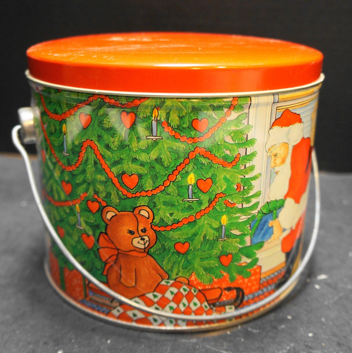 Christmas Pail Bucket Santa Tree Fireplace L. Kearney David Art