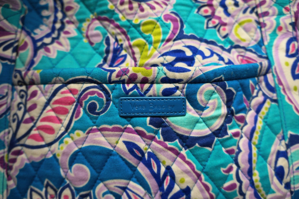 Vera Bradley Waikiki Paisley Turquoise Miller Travel Tote Weekender EUC