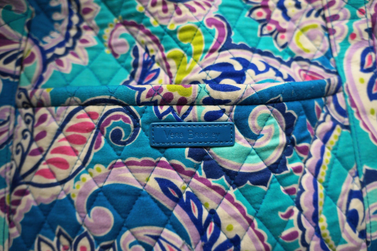Vera Bradley Waikiki Paisley Turquoise Miller Travel Tote Weekender EUC