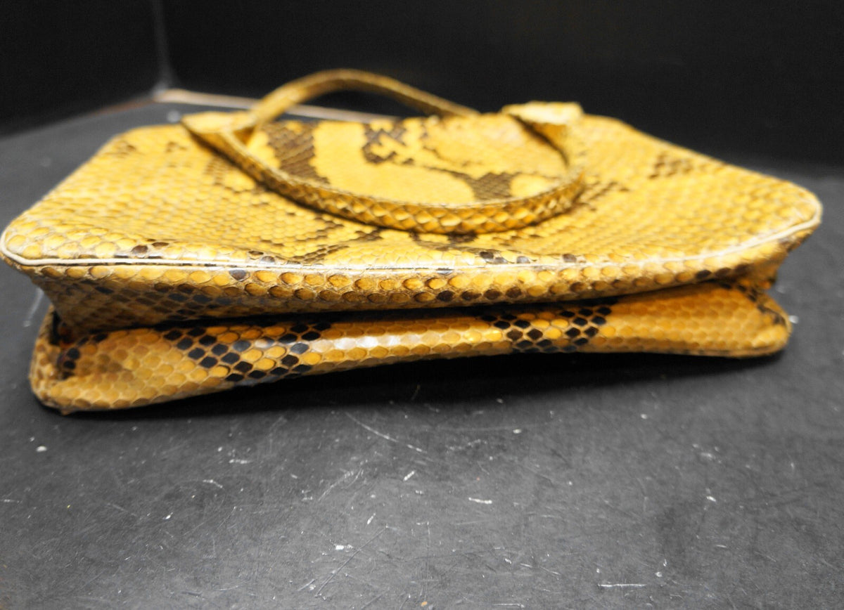 Vintage Python Snakeskin Tan Brown Handbag Purse