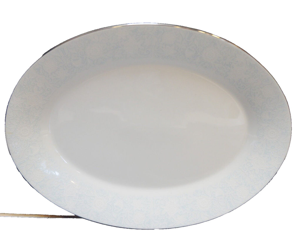 Noritake Ravel Blue White Floral Oval Platter 14 IN