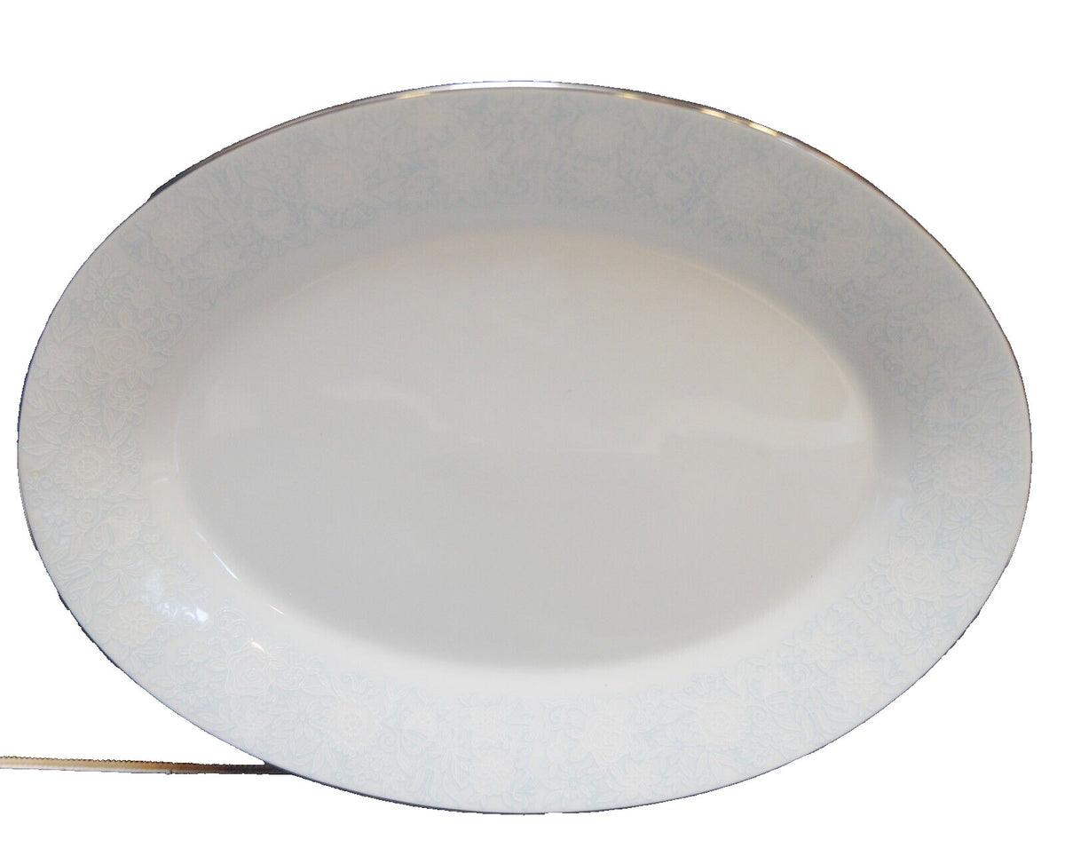 Noritake Ravel Blue White Floral Oval Platter 14 IN