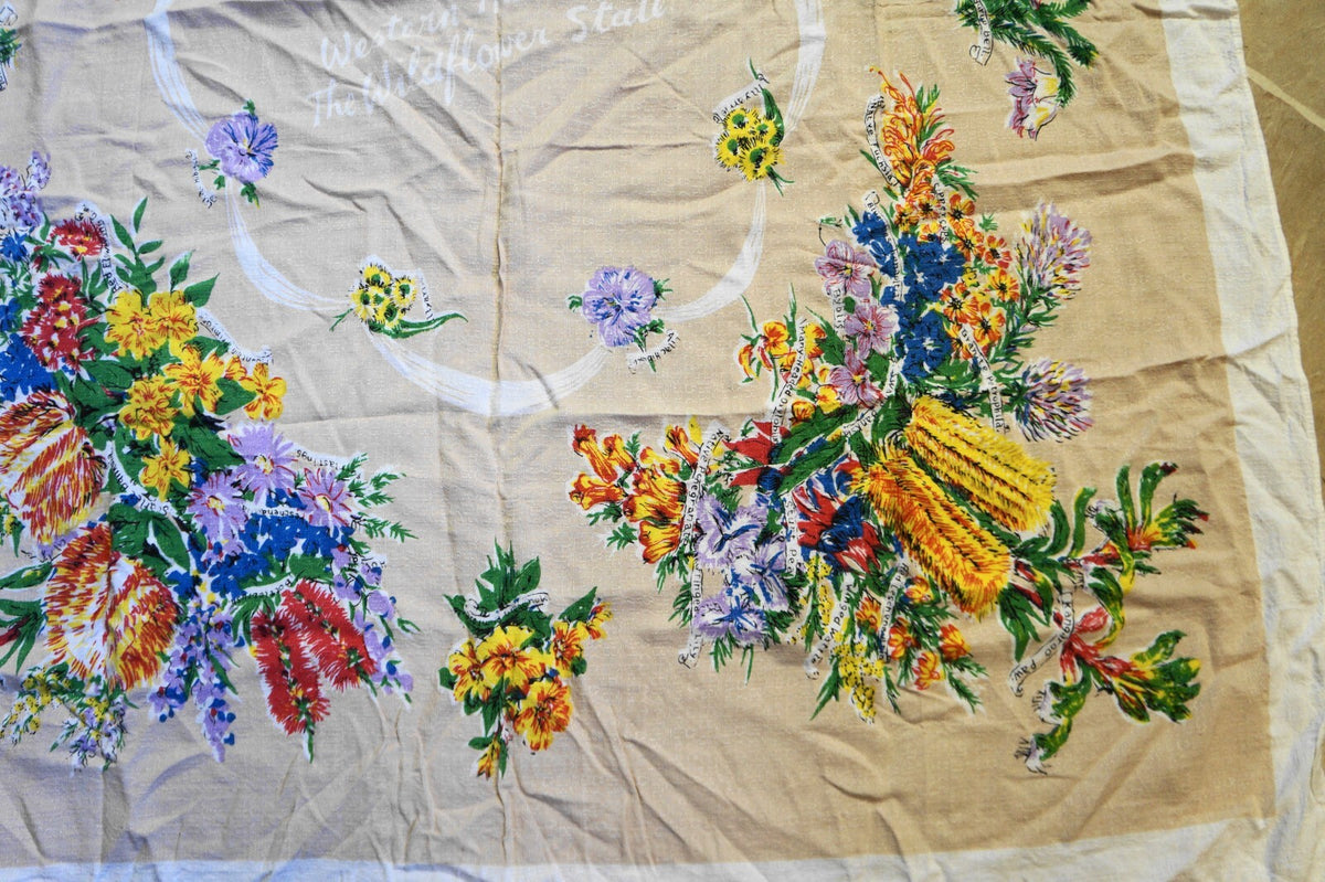 Western Australia The Wildflower State Small Tablecloth Beige Background Floral