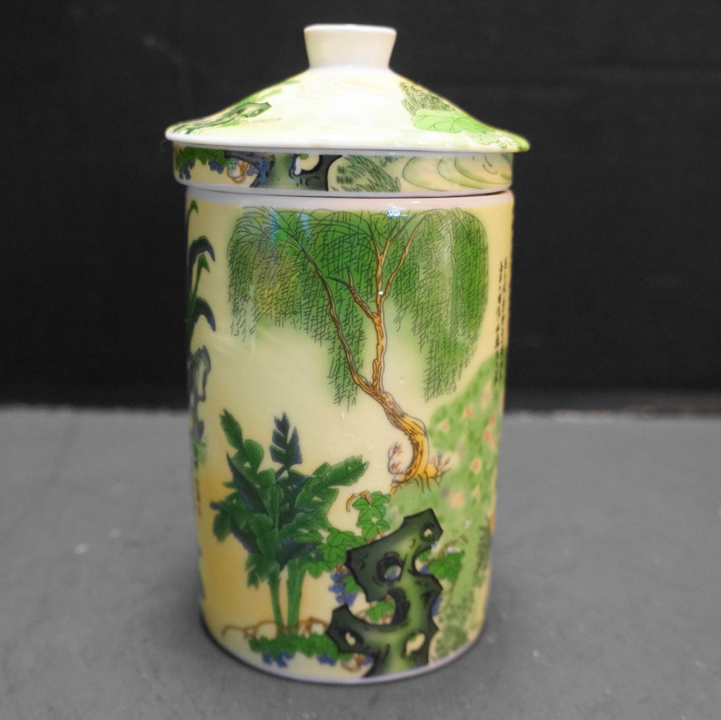 Chinese Porcelain Lady Tea Infuser Mug Lid 3 Pieces Yu Tai