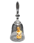 Dolfi Lead Crystal Bell Wood Girl Playing Drums Figurine