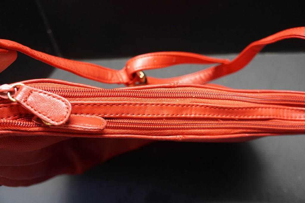 Red Leather Shoulder Bag Purse Adjustable Strap