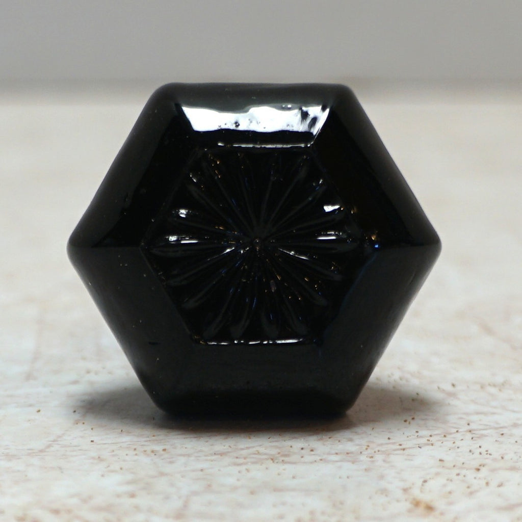 Reproduction Black Depression Glass Cabinet Knob Drawer Pull Self Screw