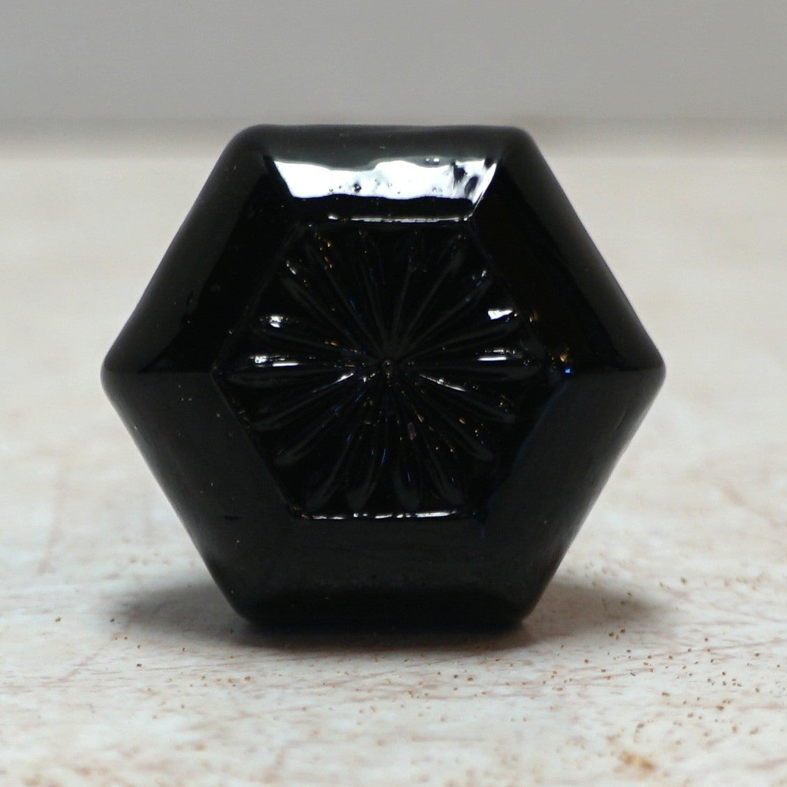 Reproduction Black Depression Glass Cabinet Knob Drawer Pull Self Screw