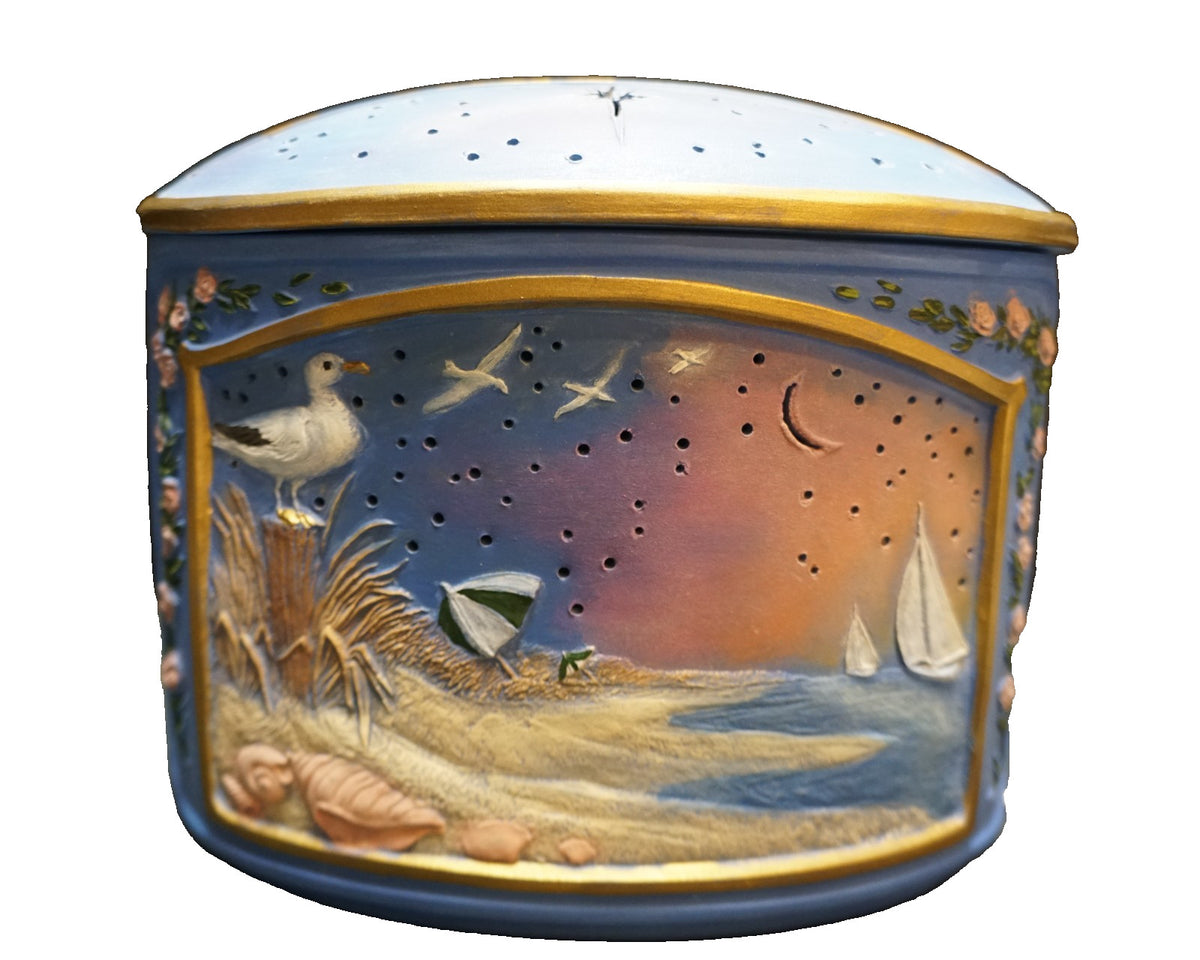 Hand Painted Ceramic Beach Scene Nightlight Lamp