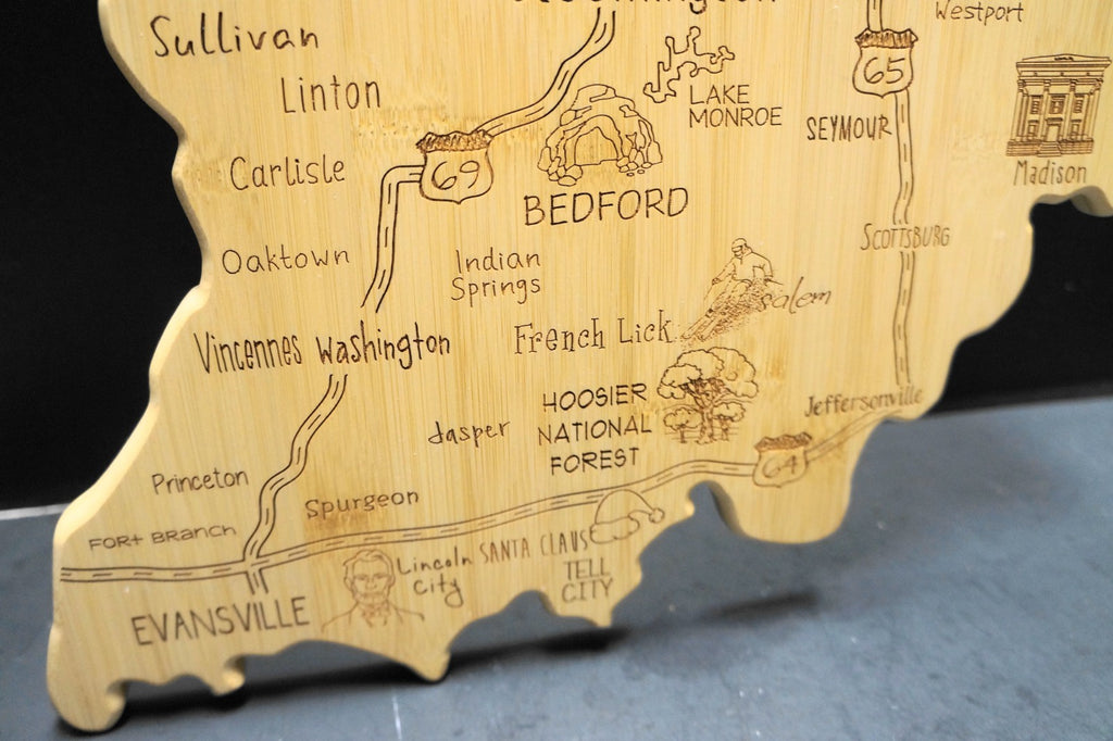 SOLD Totally Bamboo Indiana State Cutting Board Laser Etched 22 x 13