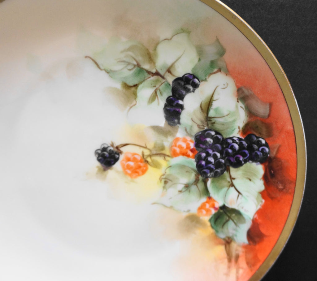 Hand Painted Blackberries Cabinet Plate Imperial Austria Empire PSL 9"