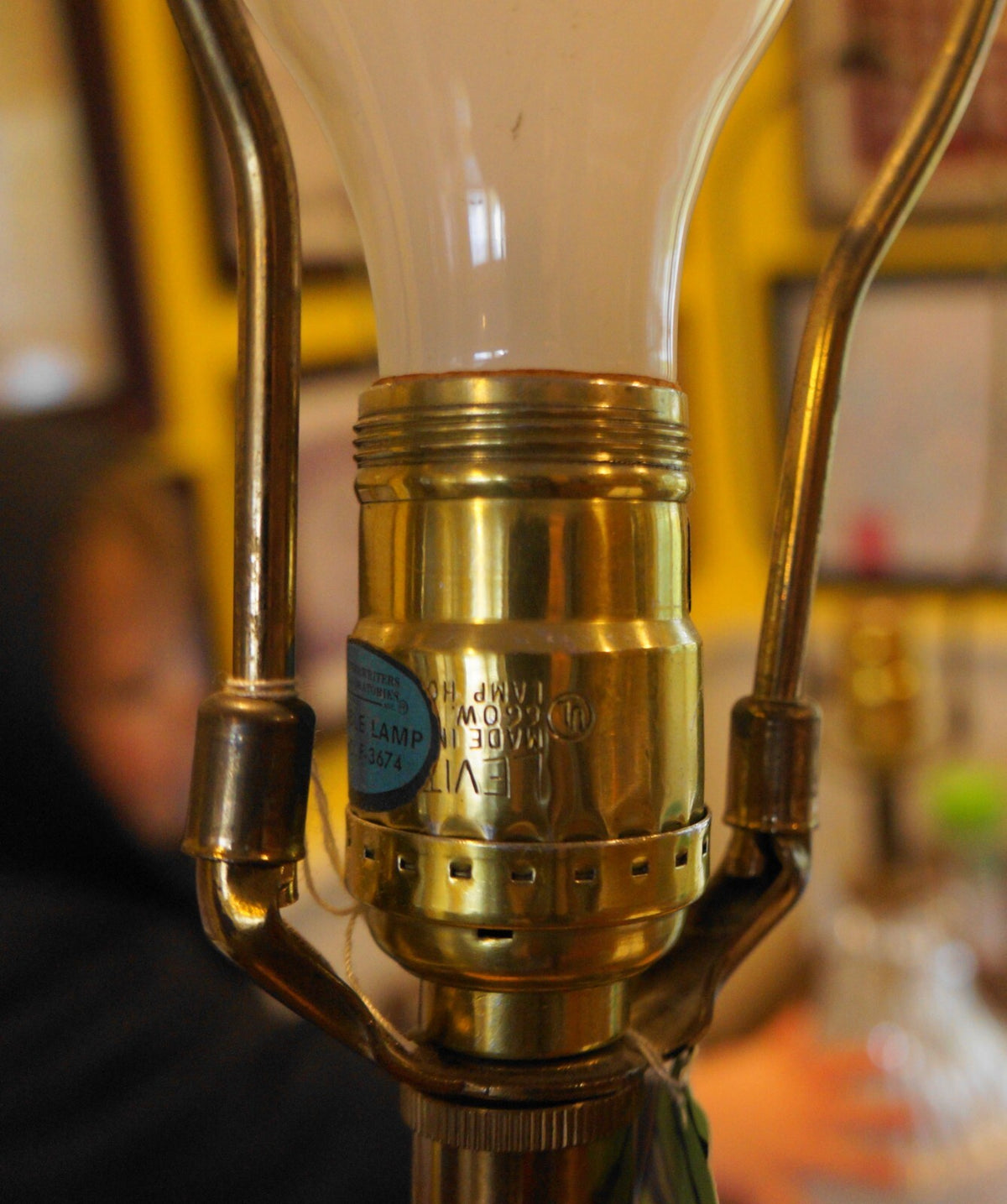 Stiffel Paneled Brass Table Lamp With Drum Shade 33 IN