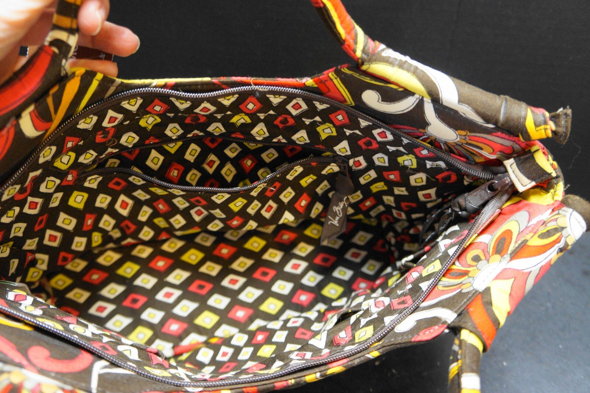 Vera Bradley Puccini Brown Red Yellow Floral Gabby Handbag Tote Purse