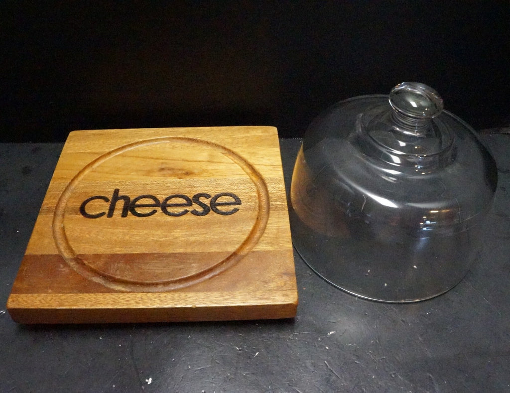 Dolphin Mahogany Philippines Wood Cheese Board Glass Dome