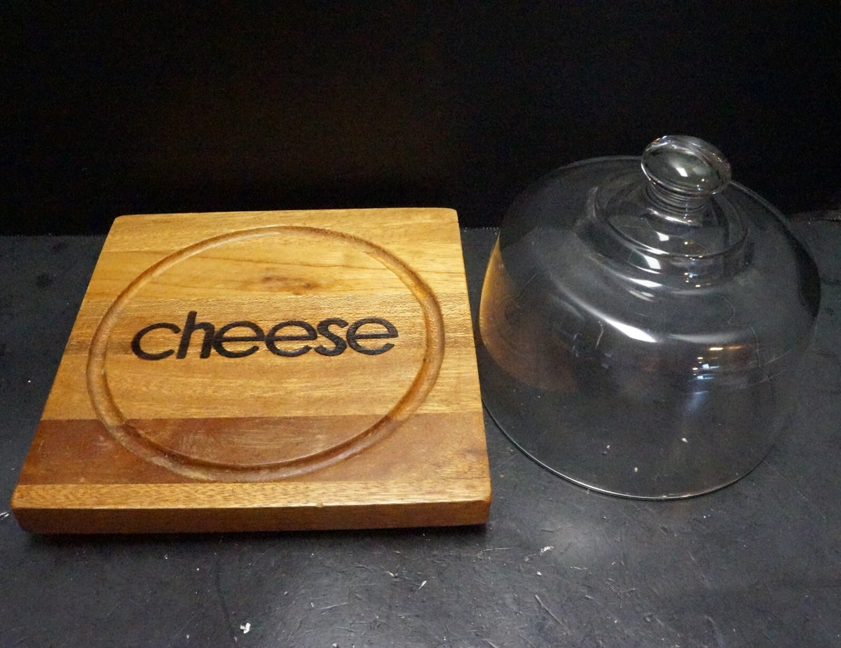 Dolphin Mahogany Philippines Wood Cheese Board Glass Dome