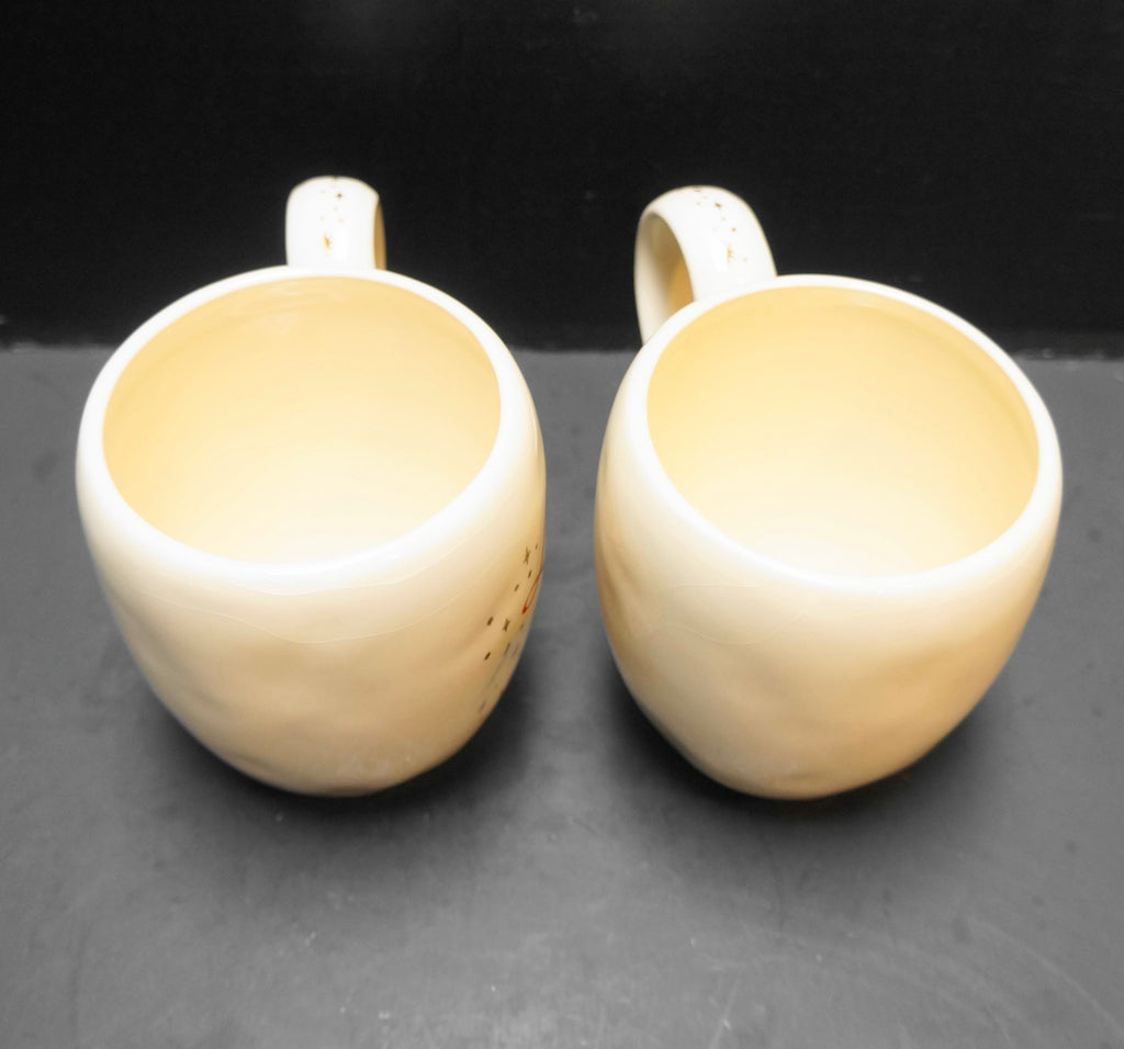 Grasslands Road Mugs Pair Love Laughter Cream Red Gold