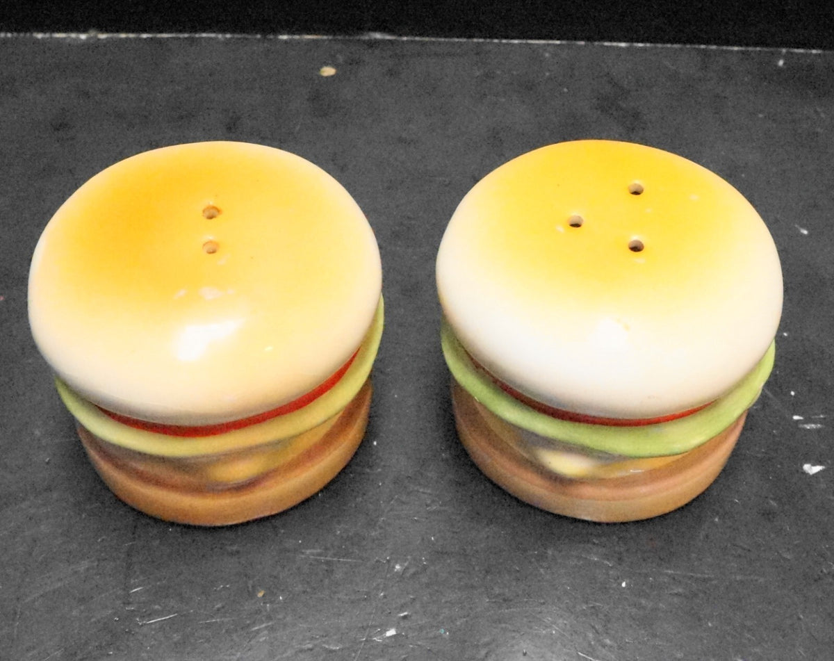 Cheeseburger Hamburger Ceramic Salt Pepper Shakers