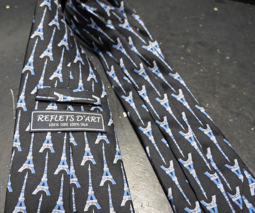 Reflets D'Art La Tour Eiffel Tower Silk Tie Deep Blue